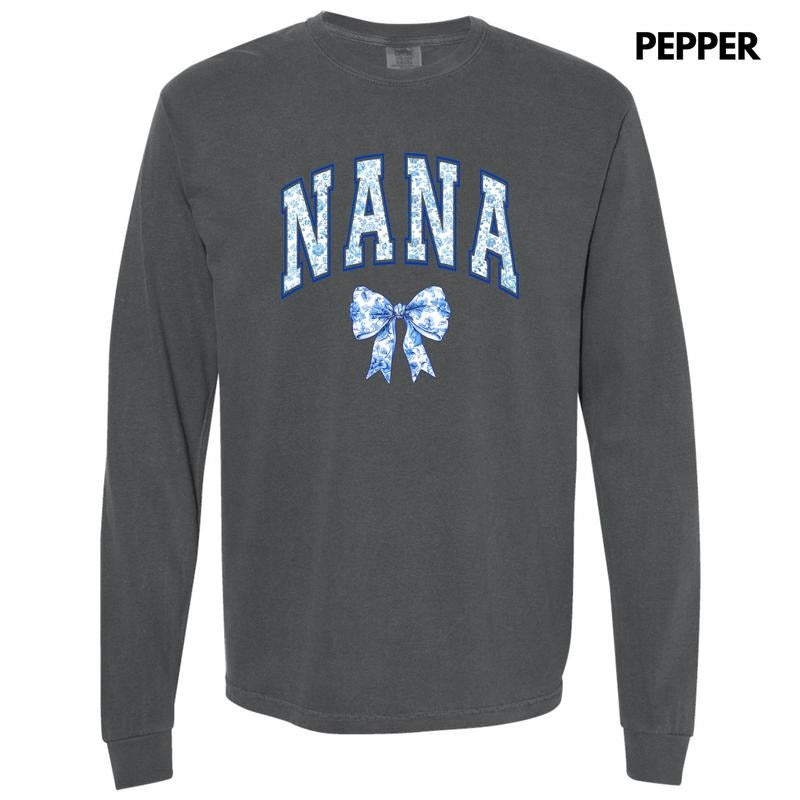 Nana Ginger Jar Florals Long Sleeve Comfort Colors T-Shirt 'NLB' Hoodie Sweatshirt | PrintMintTees.com