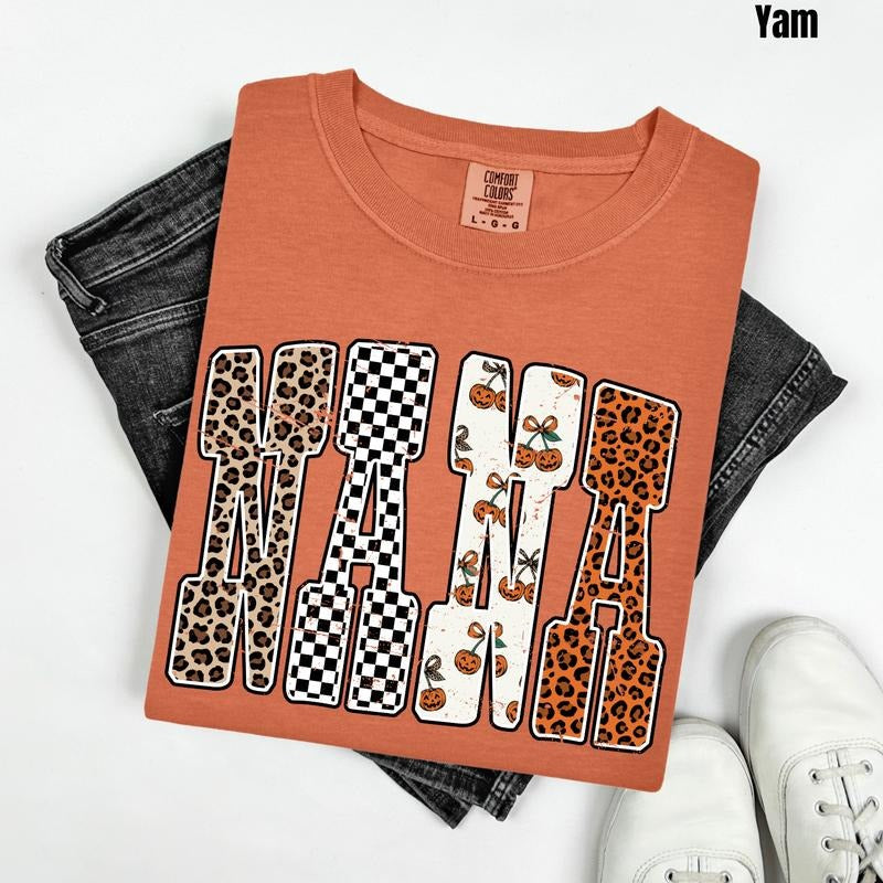 Nana Pumpkin Pattern Comfort Colors T-Shirt 'NLB' Hoodie Sweatshirt | PrintMintTees.com