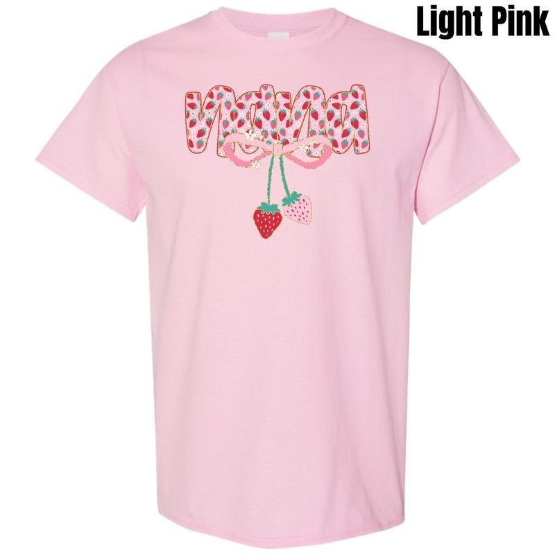 Nana Strawberry Coquette Gildan Short Sleeve T-Shirt 'NLB' Hoodie, Sweatshirt | PrintMintTees.com