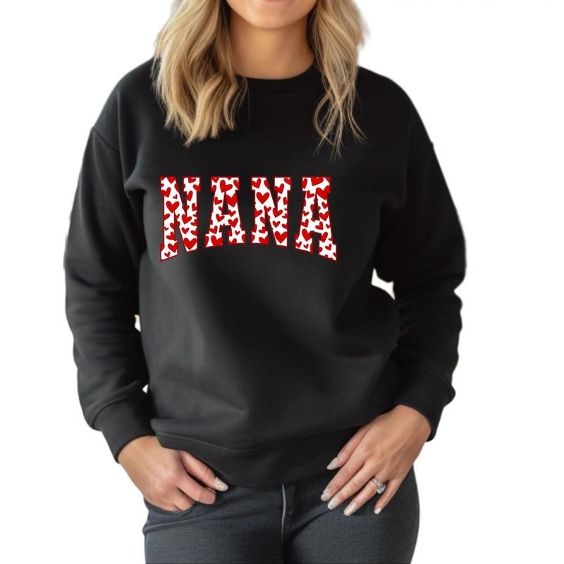 Nana with Hearts Crewneck Sweatshirt Shirt Hoodie | PrintMintTees.com