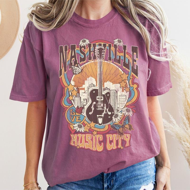 Nashville Music City Colorful T-Shirt Hoodie Sweatshirt | PrintMintTees.com