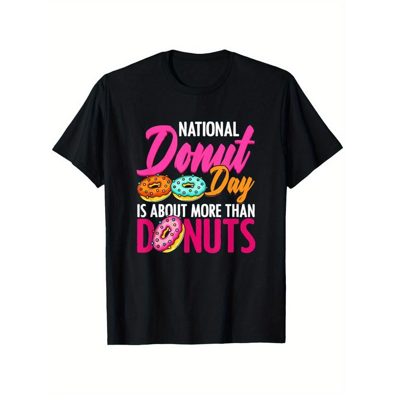 National Donut Day Funny T-Shirt - 100% Cotton Crew Neck Casual Tee with Doughnut Sprinkles Print, All-Season Comfort,...