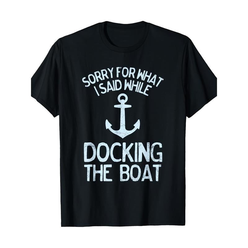 Nautical Anchor Graphic T-Shirt, 100% Cotton, Regular Fit, Crew Neck, Short Sleeve, Basic Geometric Pattern, Slight...