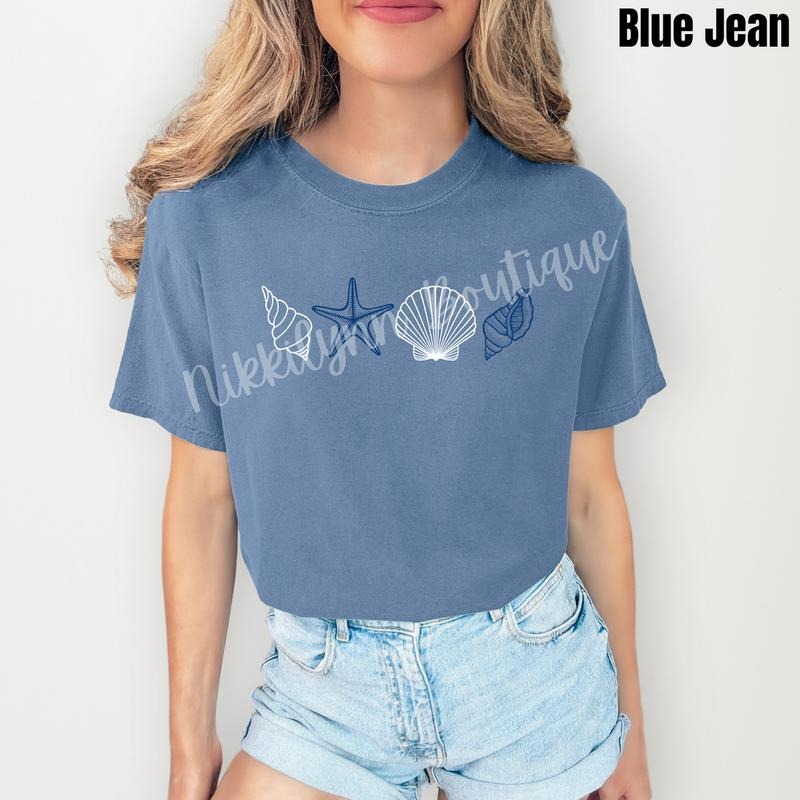 Nautical Shells Comfort Colors T-Shirt 'NLB' Hoodie Sweatshirt | PrintMintTees.com