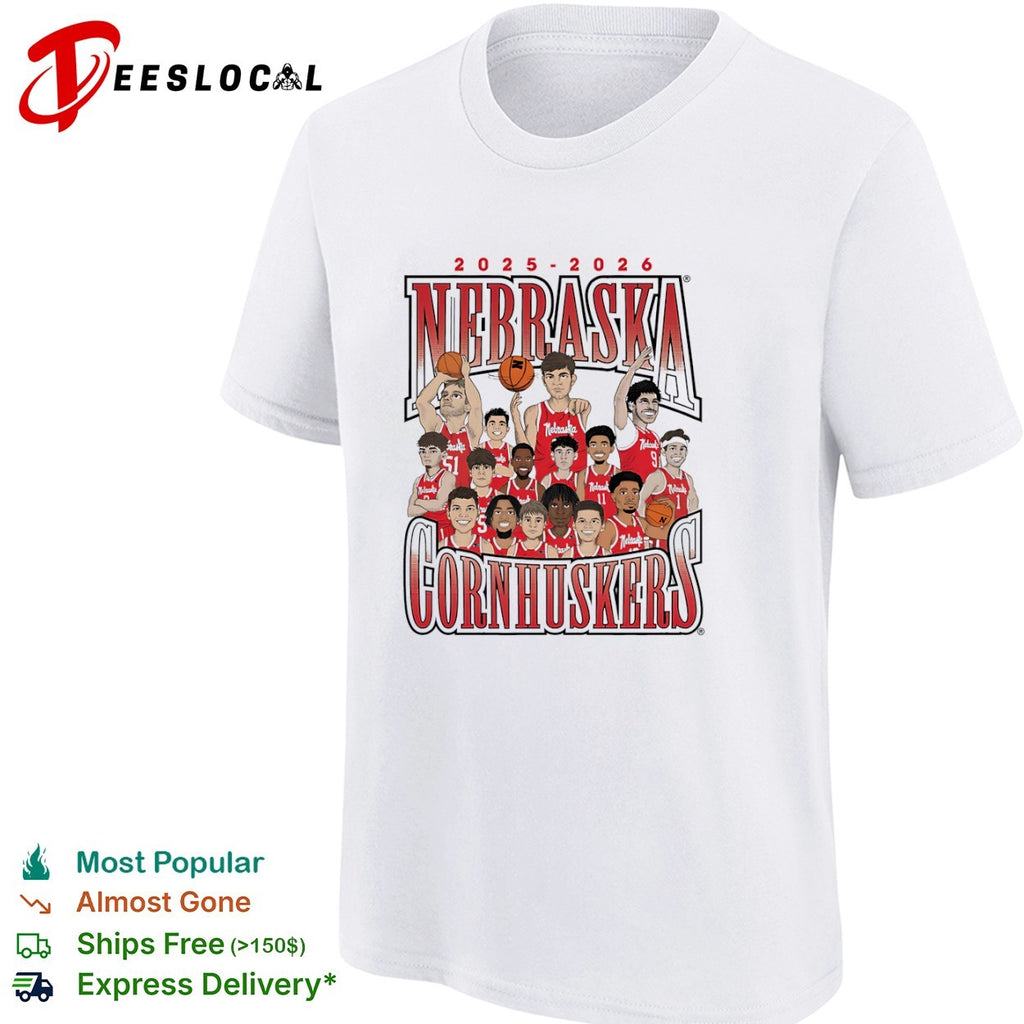 Nebraska Cornhuskers 2025 2026 Roster Caricature Players NCAA Basketball Team shirt