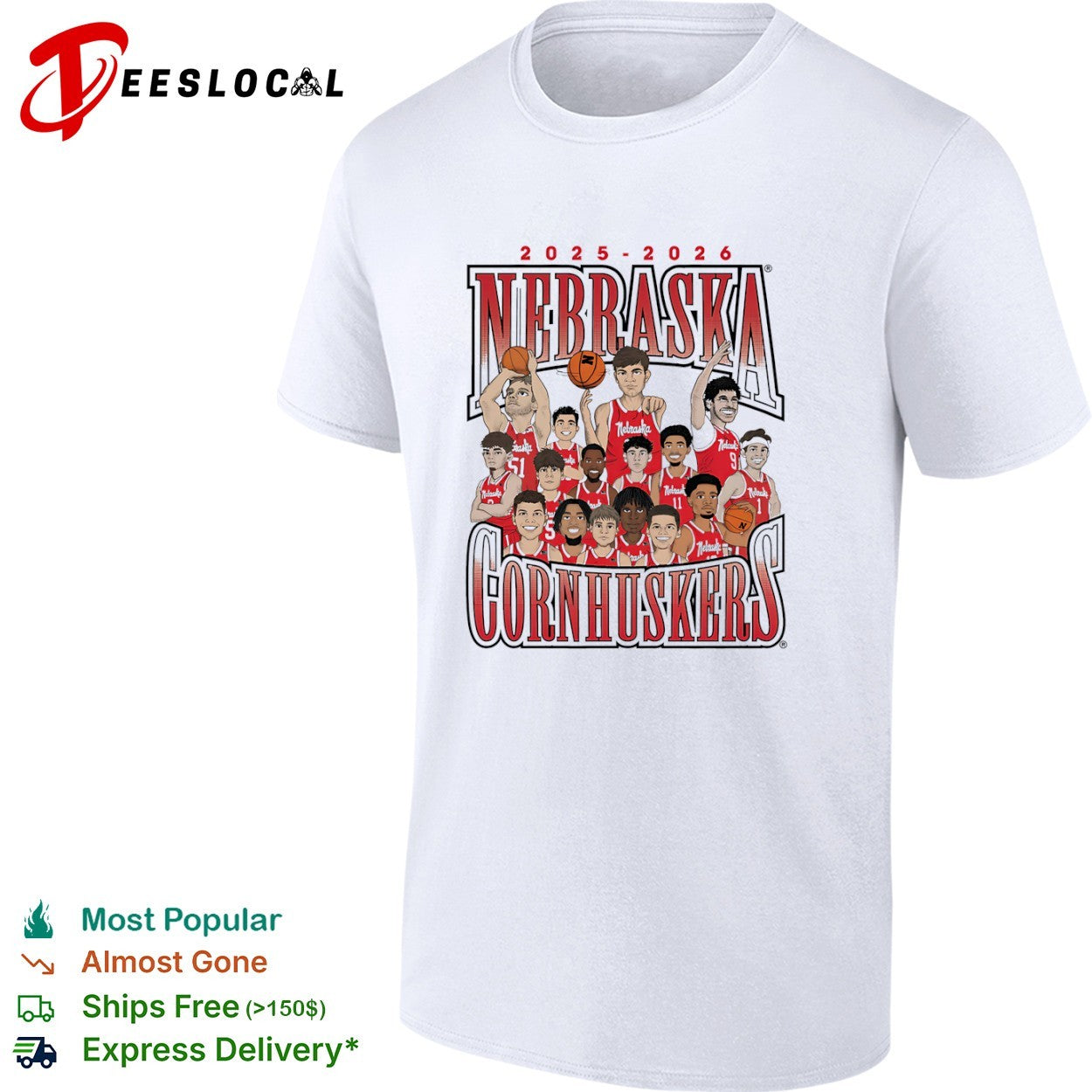 Nebraska Cornhuskers 2025 2026 Roster Caricature Players NCAA Basketball Team shirt