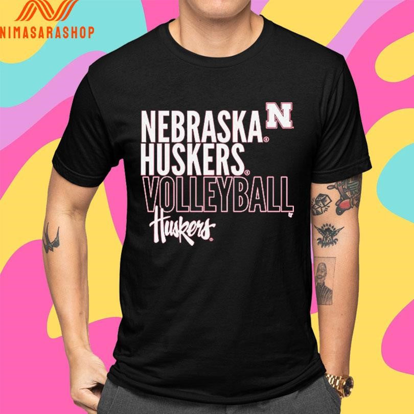 Nebraska Huskers Volleyball Huskers Text Logo Overlay Shirts
