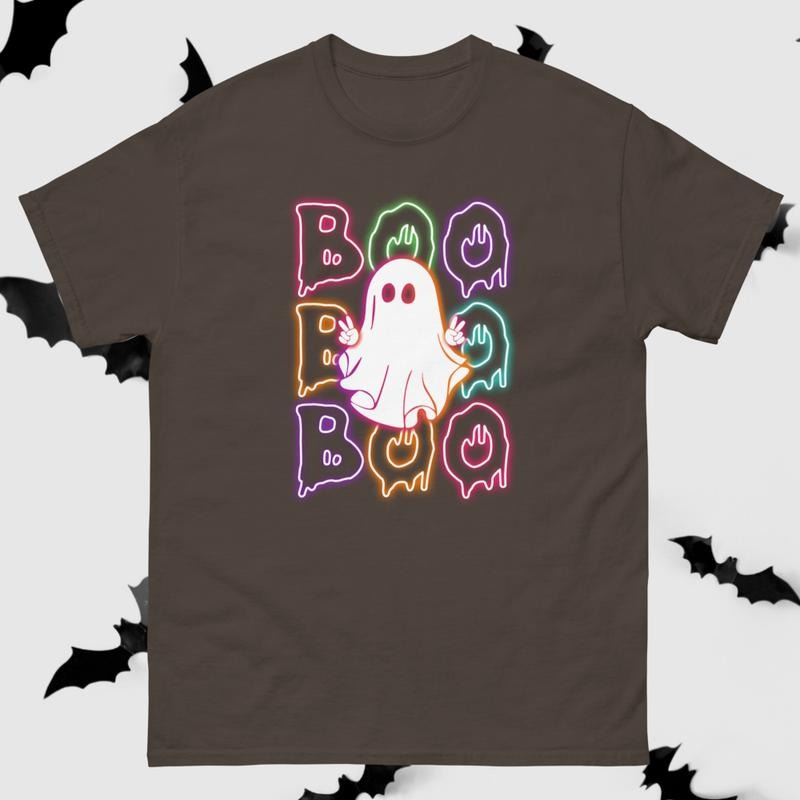 Neon Boo Gildan shirt, Halloween ghost Design, Unisex classic tee, Spooky tee Hoodie Sweatshirt | PrintMintTees.com