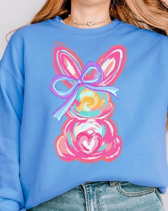 Neon Bunny Bow Unisex NuBlend Crew Sweatshirt Shirt Hoodie | PrintMintTees.com