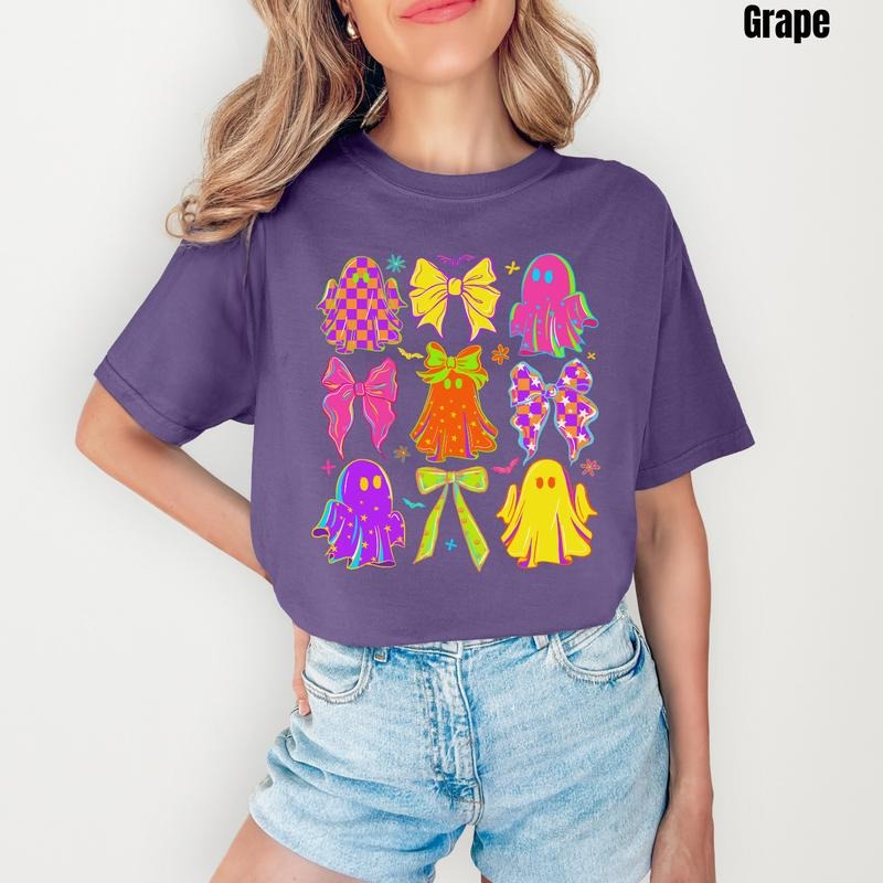 Neon Ghost & Bow Collage Comfort Colors T-Shirt 'NLB' Hoodie Sweatshirt | PrintMintTees.com