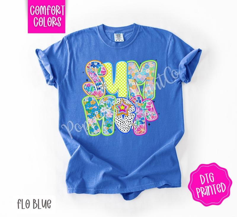 Neon Summer Comfort Colors Shirt, Cute Floral Tshirt, Trendy Beach Tee, Gift for Her Hoodie Sweatshirt | PrintMintTees.com