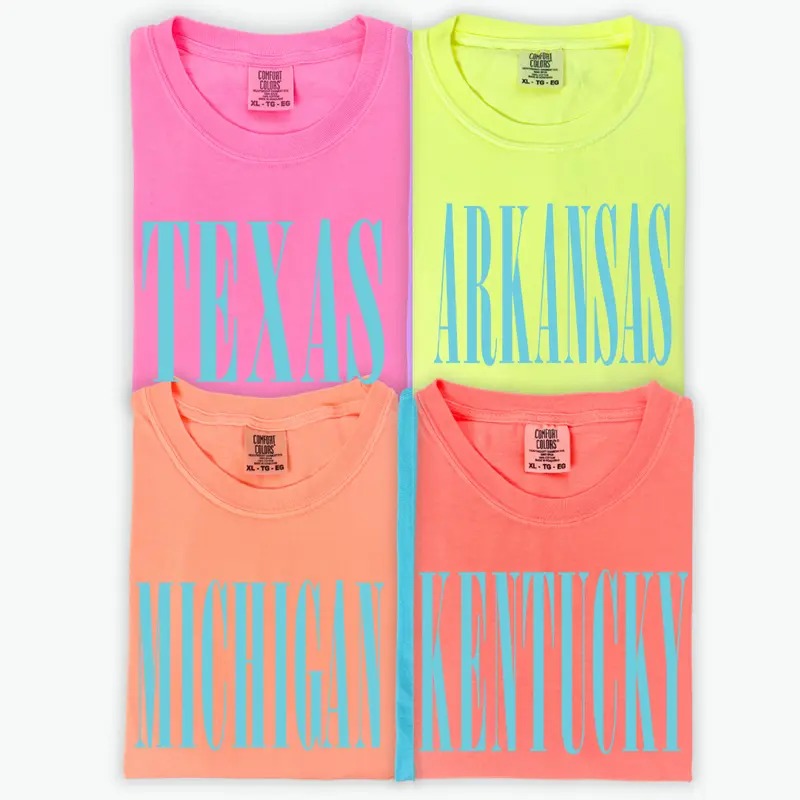 Neon Texas Shirt ~ Unisex Apparel Relaxed Fit Printed In The USA Clothing Womenswear Casual Comfort Cotton Hoodie Sweatshirt