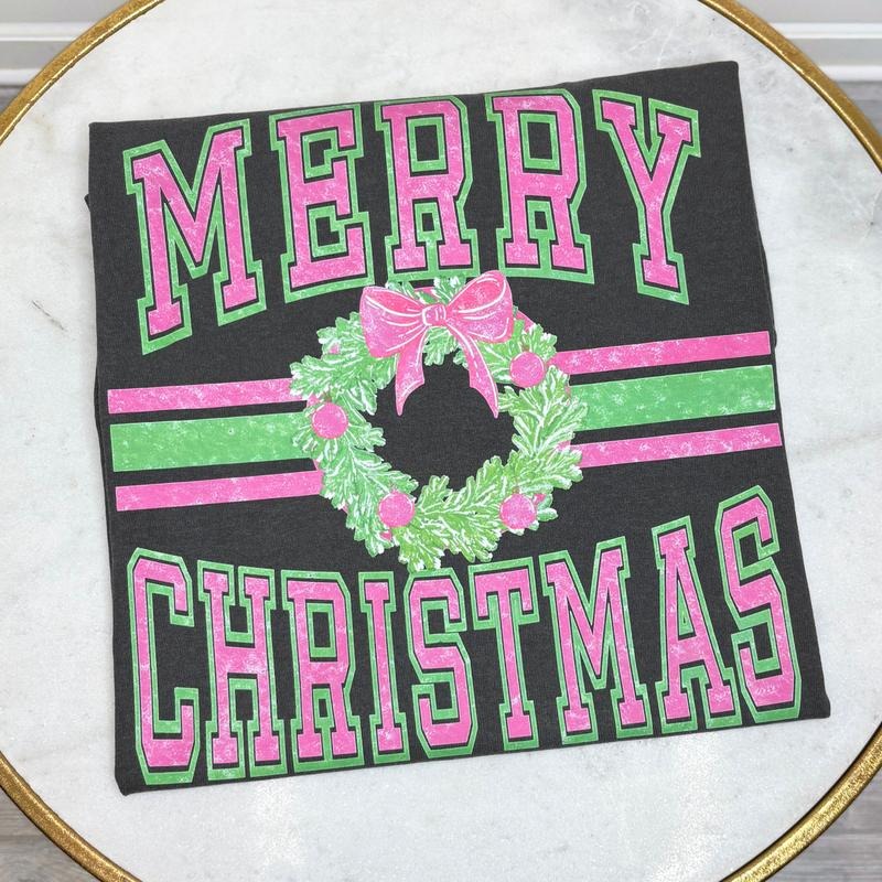 Neon Varsity Merry Christmas Comfort Colors T-Shirt 'NLB' Hoodie Sweatshirt | PrintMintTees.com