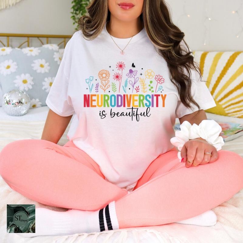 Neurodiversity Is Beautiful White 100% Ring spun Cotton T-Shirt Unisex Fit Hoodie, Sweatshirt | PrintMintTees.com