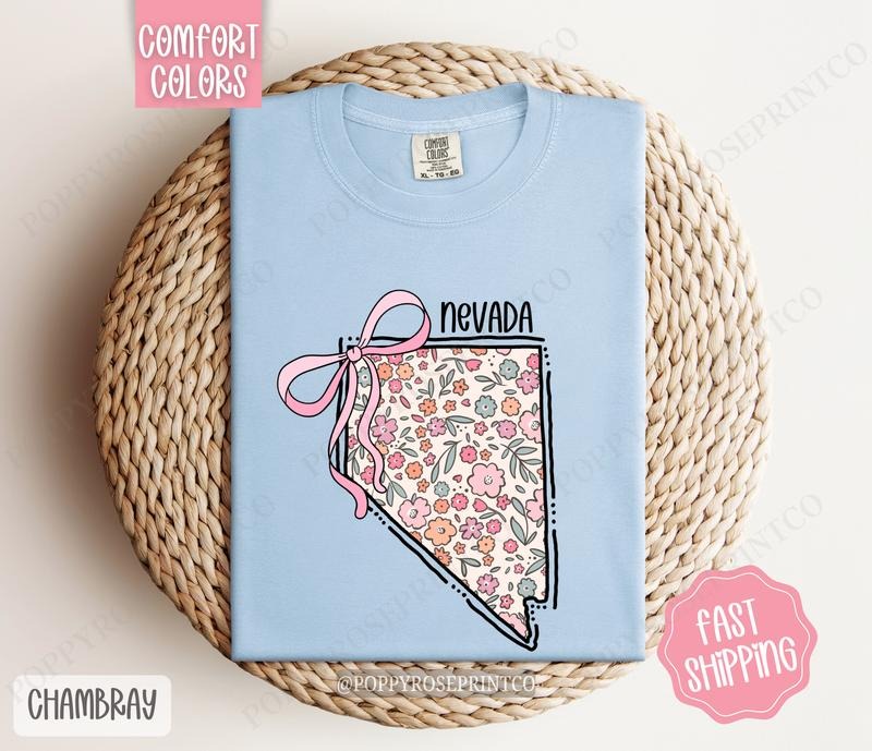 Nevada Comfort Colors State Tshirt, Cute Nevada Shirt, Nevada Tshirt, Nevada Shirt Hoodie Sweatshirt | PrintMintTees.com