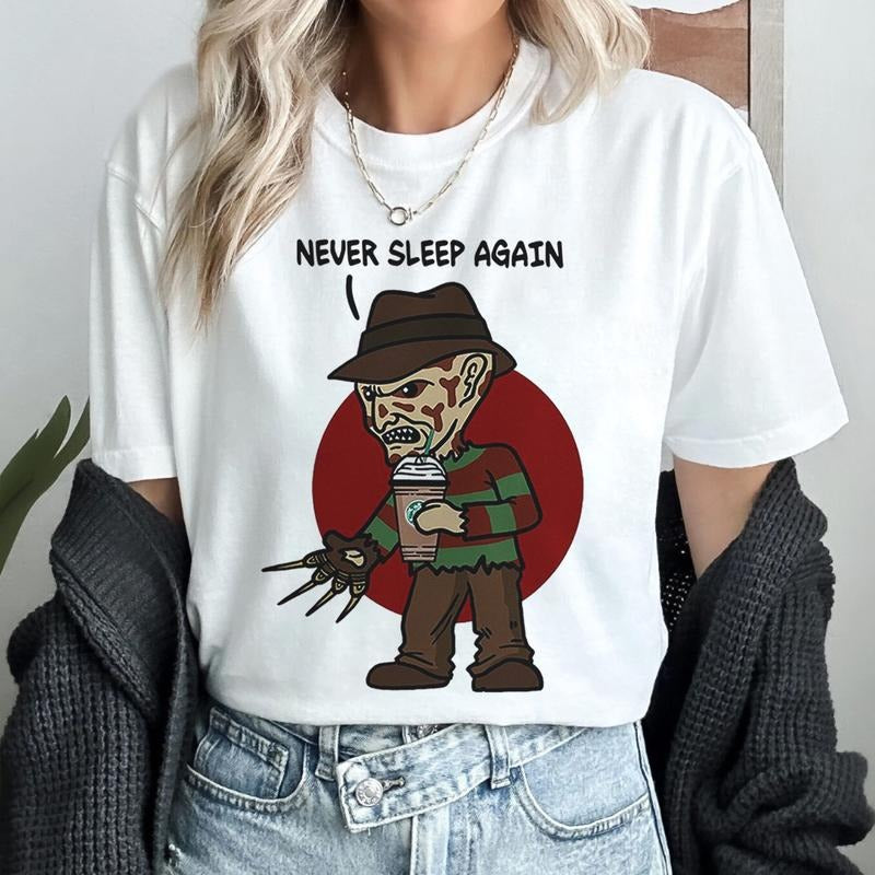 Never Sleep Again Starbucks Coffee Tee Nightmare On Elm Street Movie Freddy Krueger Halloween Horror Shirt Hoodie Sweatshirt