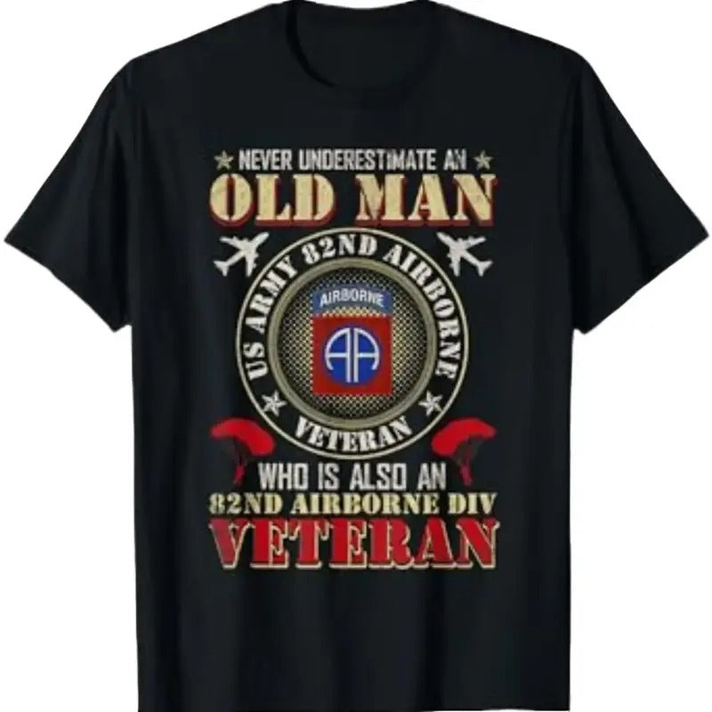 Never Undertimate An Old Man 82nd Airborne Paratrooper T-Shirt Menswear Top Underwear Tshirt Hoodie Sweatshirt