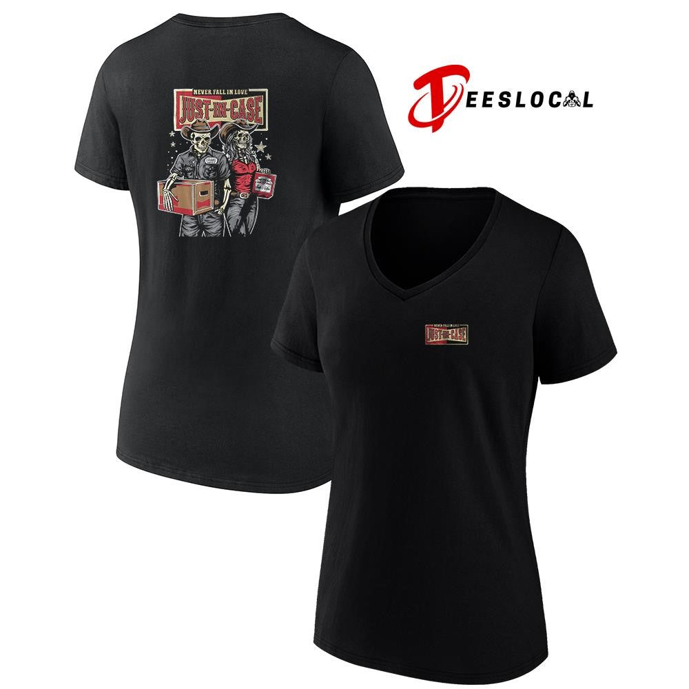 Never fall in love just in case skeleton graphic shirt
