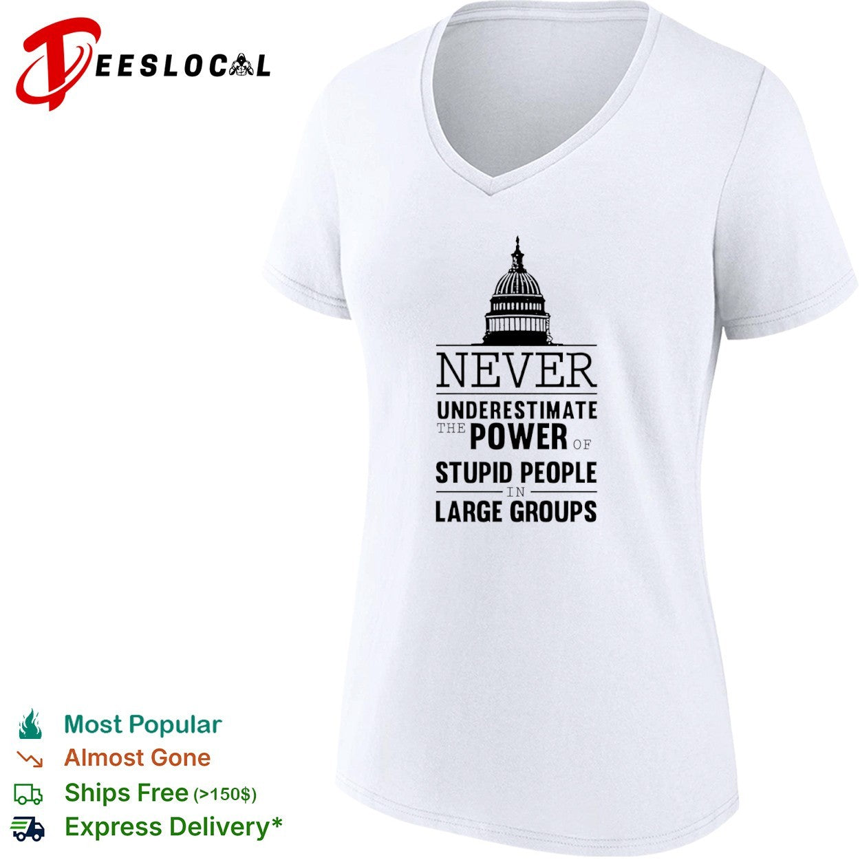 Never underestimate the power of stupid people in large groups US Capitol shirt