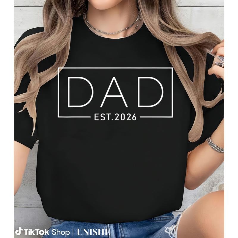 New Dad Est. 2026 Cotton Shirt – Dad Father Expect Baby 2026 Tee Hoodie Sweatshirt | PrintMintTees.com