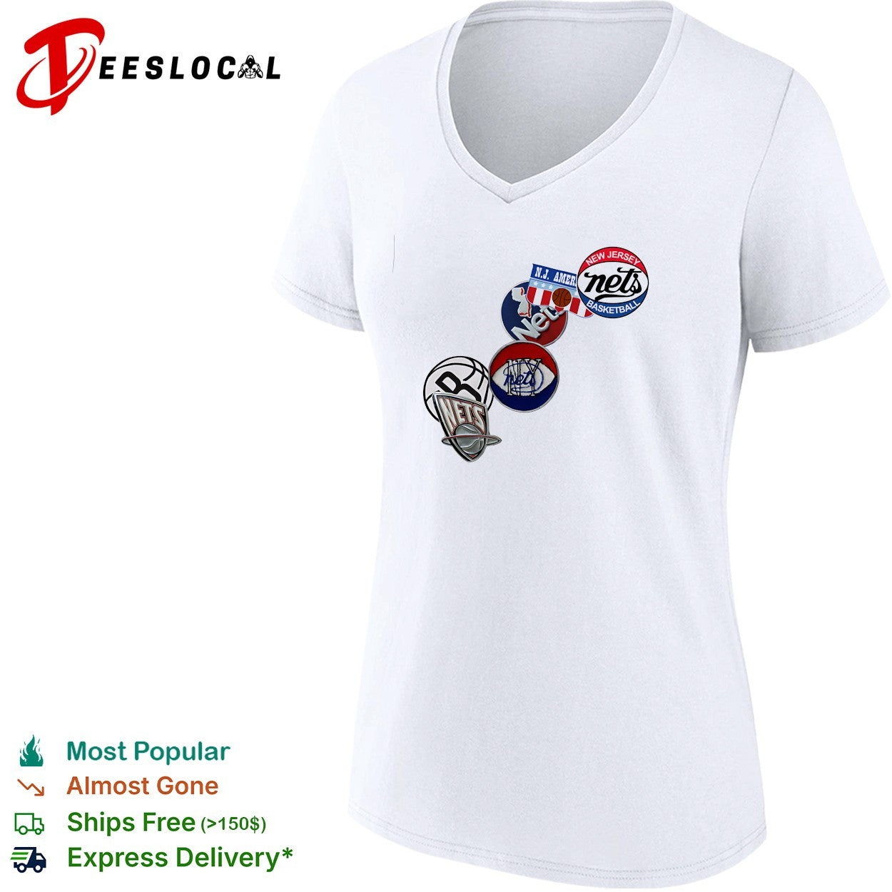 New Jersey Nets vintage logo patches shirt