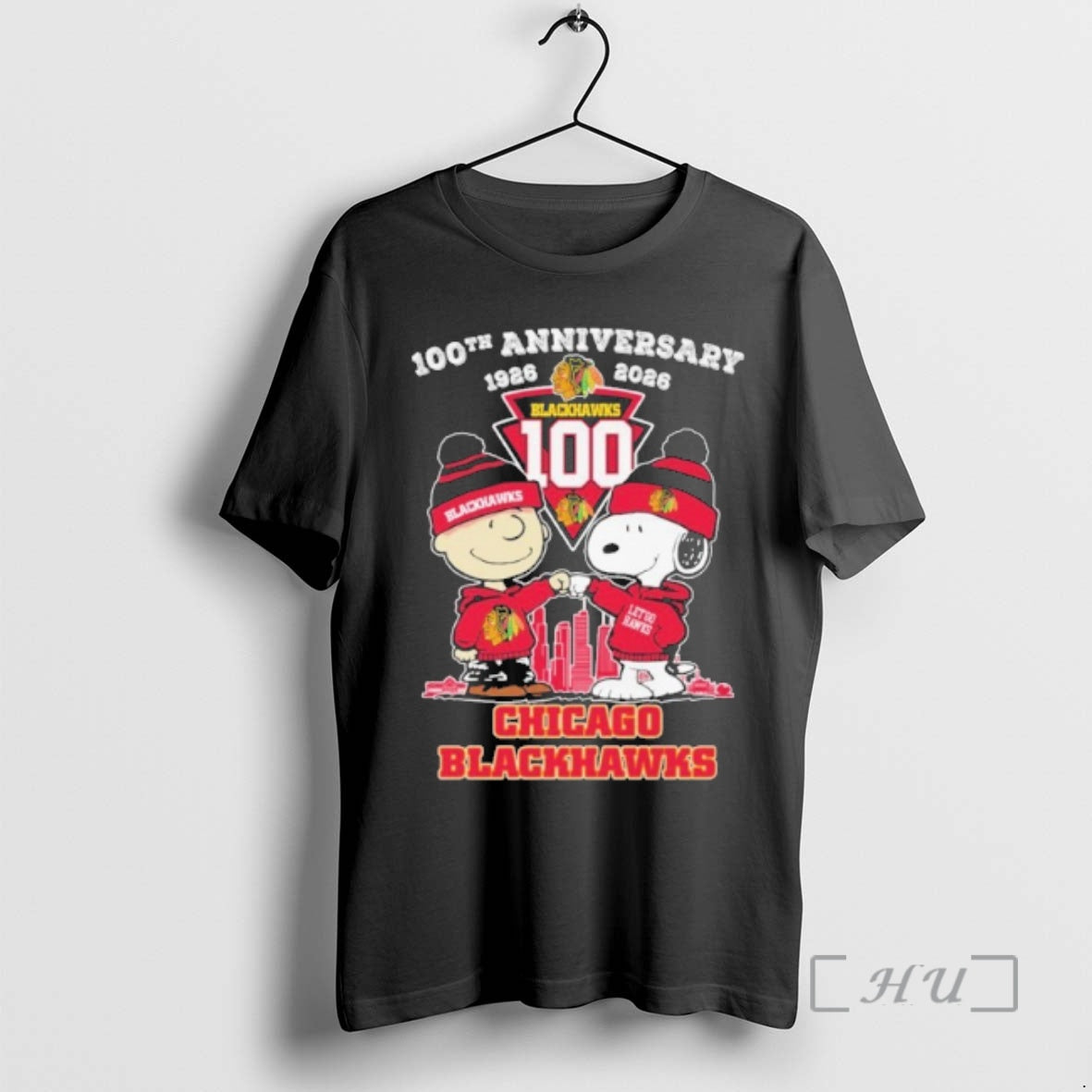 New The Peanuts Fist Bump X Chicago Blackhawks 100th Anniversary 1926 2026 Premium T Shirts Hoodie, Sweatshirt