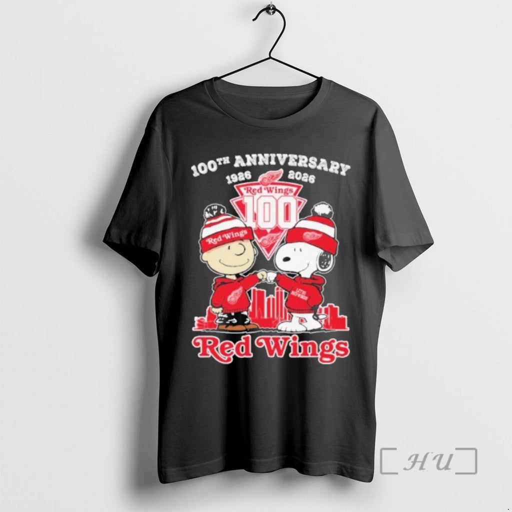 New The Peanuts Fist Bump X Detroit Red Wings 100th Anniversary 1926 2026 Premium T-Shirts, Hoodie, Sweatshirt