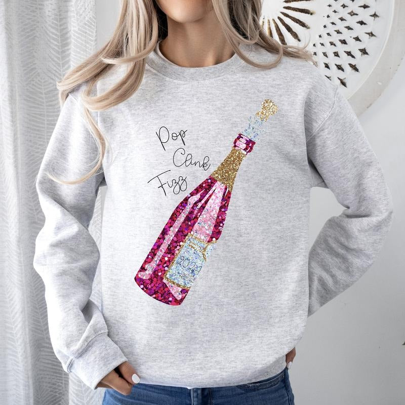 New Year's Champagne, 2024 Party, Sweatshirt T-Shirts, Hoodie | PrintMintTees.com