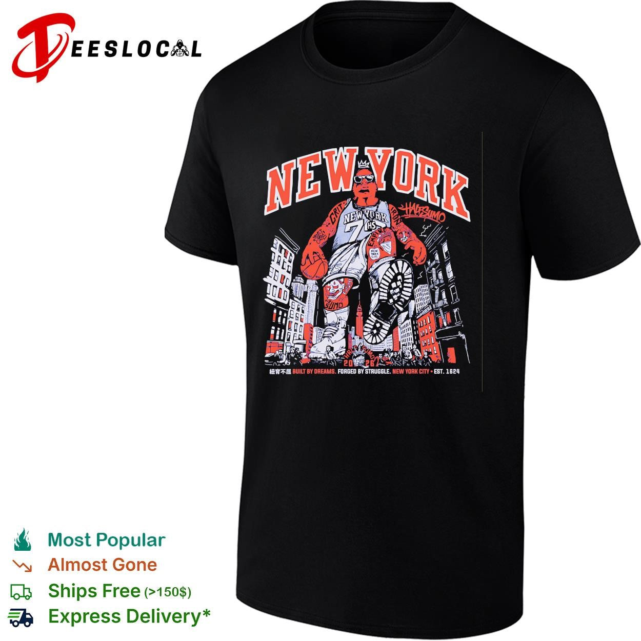 New York City building mascot flexing built by dreams forged by struggle shirt