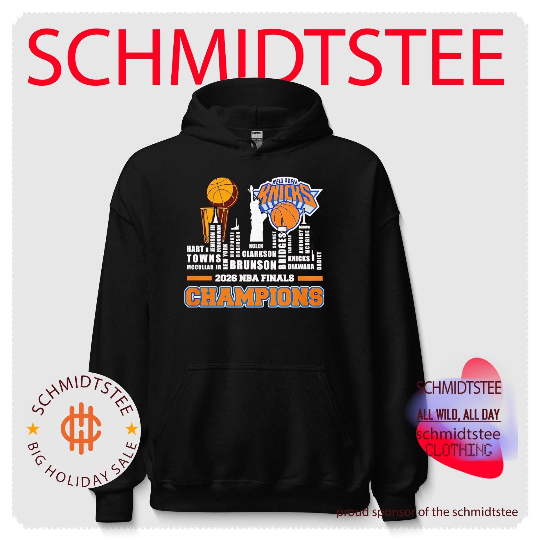 New York Knicks 2026 NBA Finals Champions players name skyline shirt