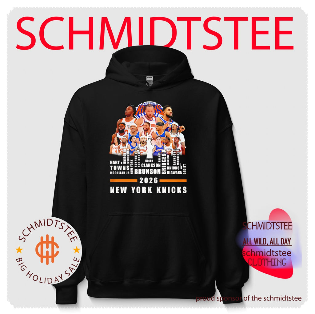 New York Knicks 2026 team members collage skyline shirt