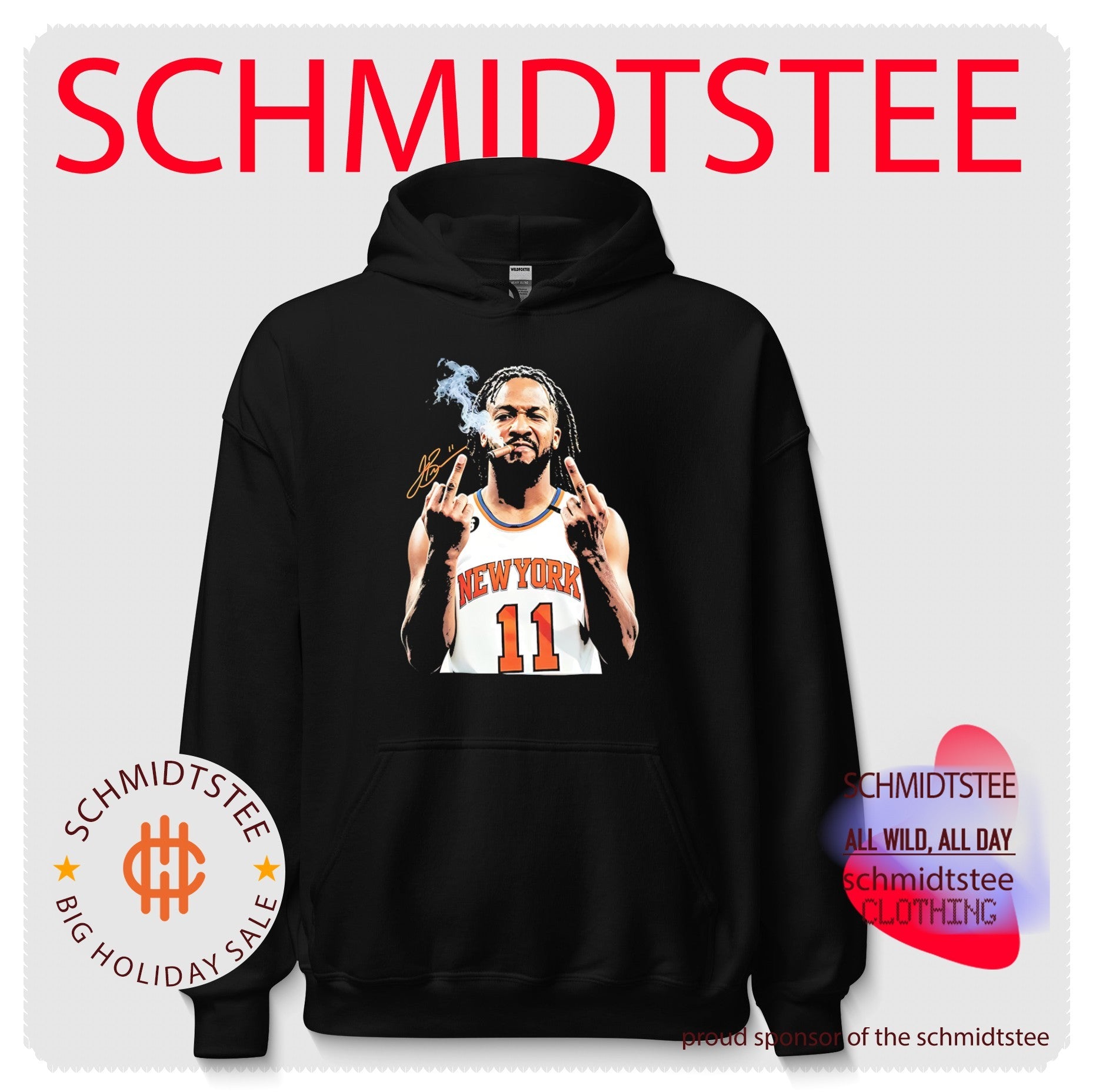 New York Knicks Jalen Brunson smoking cigar middle finger shirt