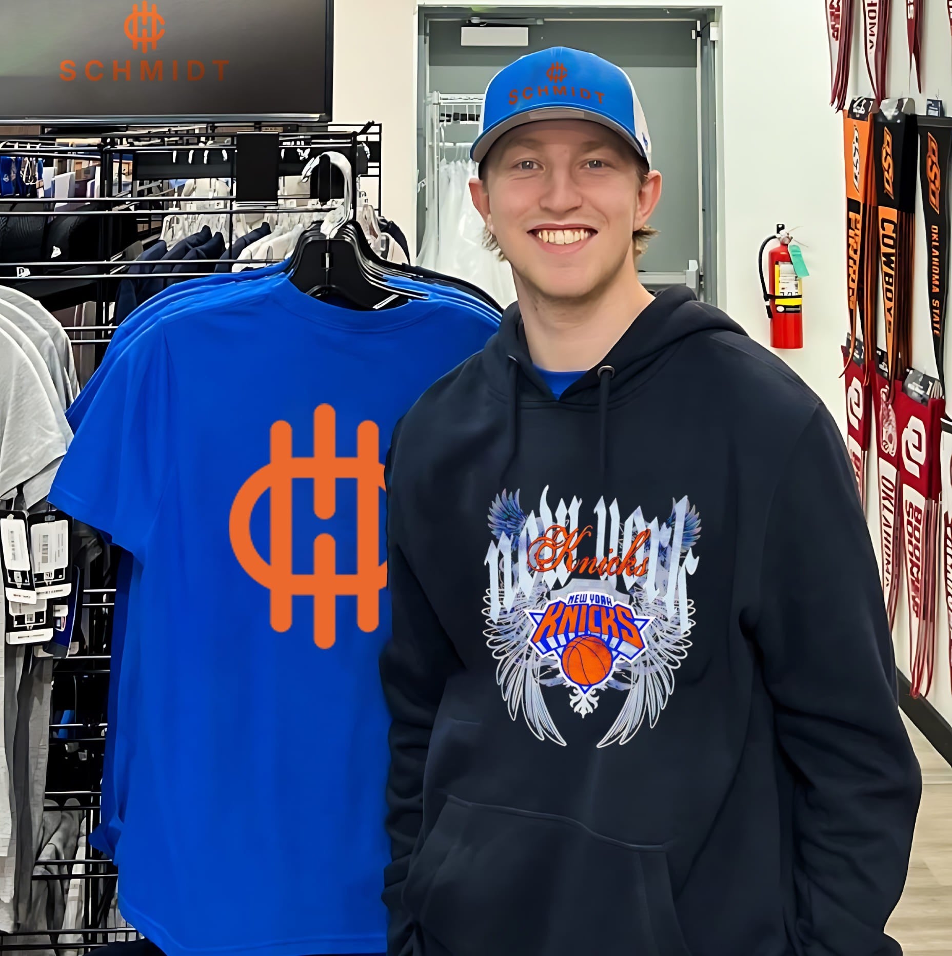 New York Knicks basketball wings shield shirt