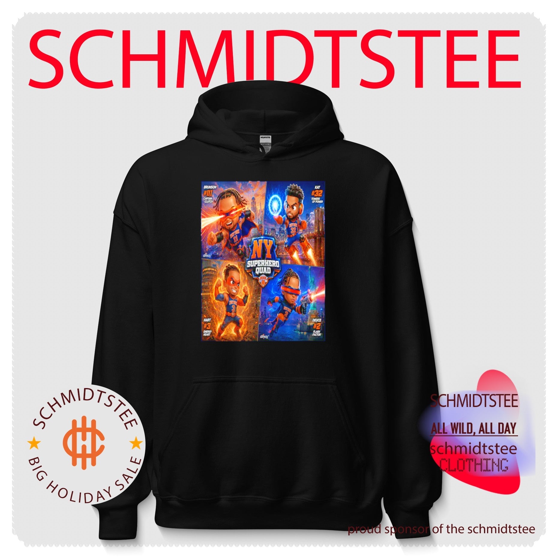 New York Knicks feature NY Superhero Quad caricature shirt
