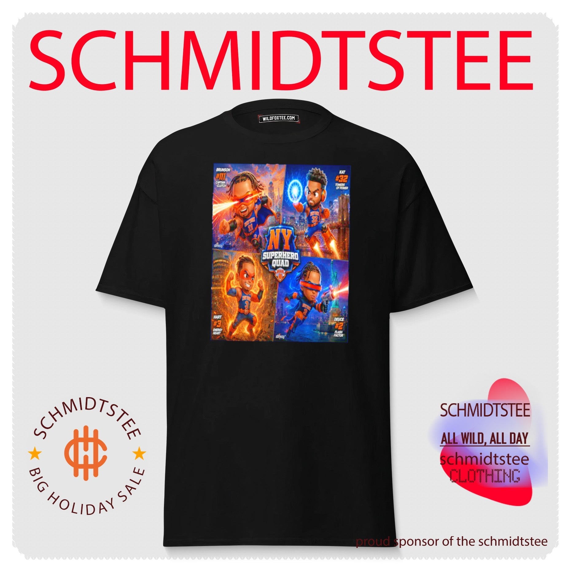 New York Knicks feature NY Superhero Quad caricature shirt