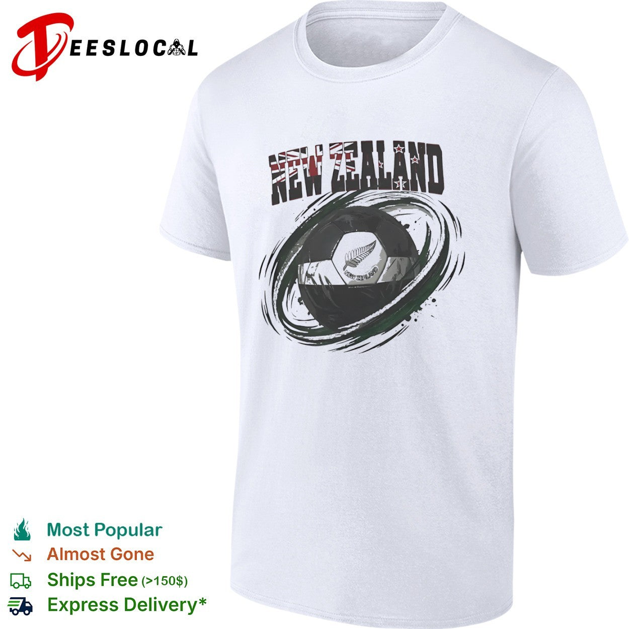 New Zealand flag soccer ball shirt