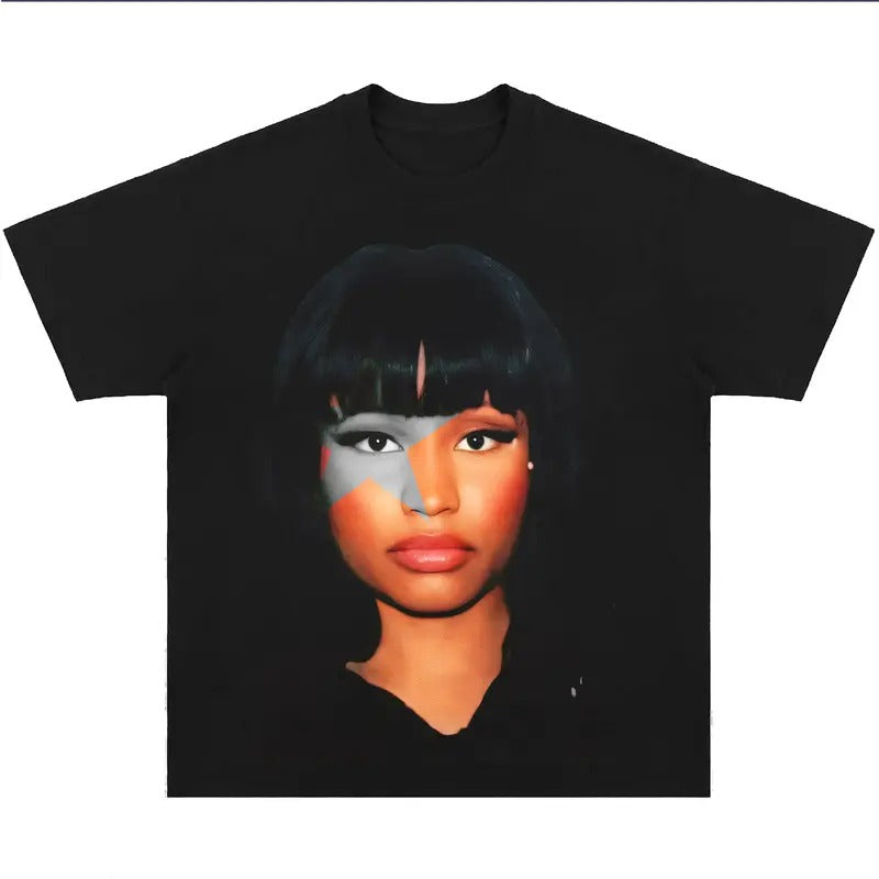 Nickii Minajs Big Head T-Shirt Vintage Rapper Graphic Tee Rap Hip Hop Y2k Merch Men Women Fans Menswear Hoodie Sweatshirt