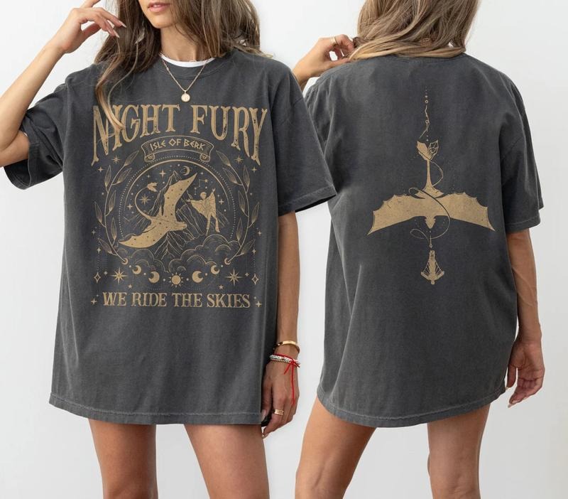 Night Fury Dragon Two-Sided Shirt, Toothless Shirt, How To Train Dragon Gift, Gift For Dragon Lovers, Comfort Colors...