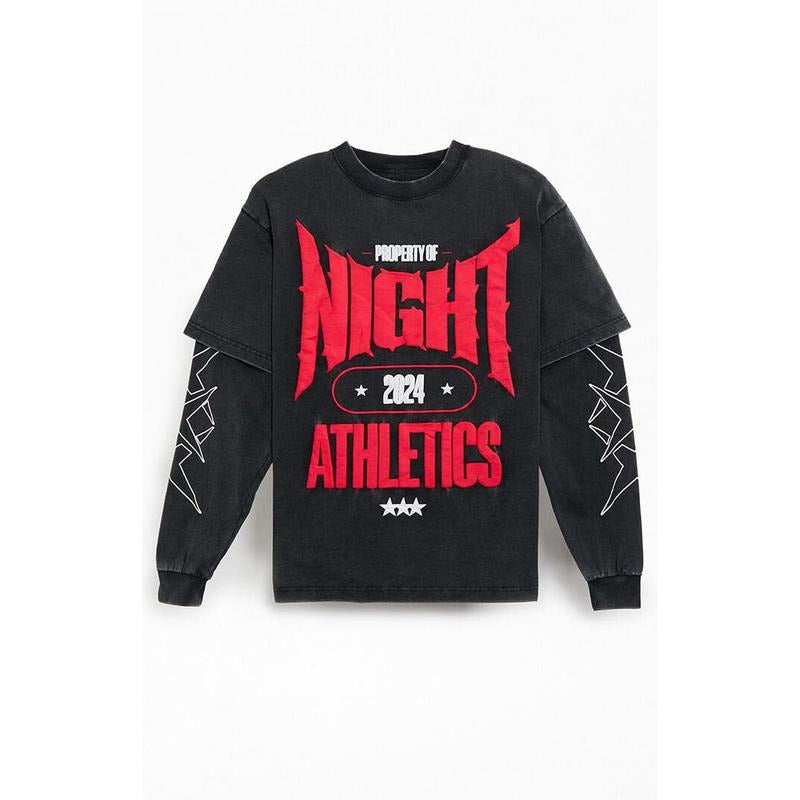 Nightlab Men's Gym 2fer Long Sleeve Puff Graphic T-Shirt - Multicolor Hoodie Sweatshirt | PrintMintTees.com