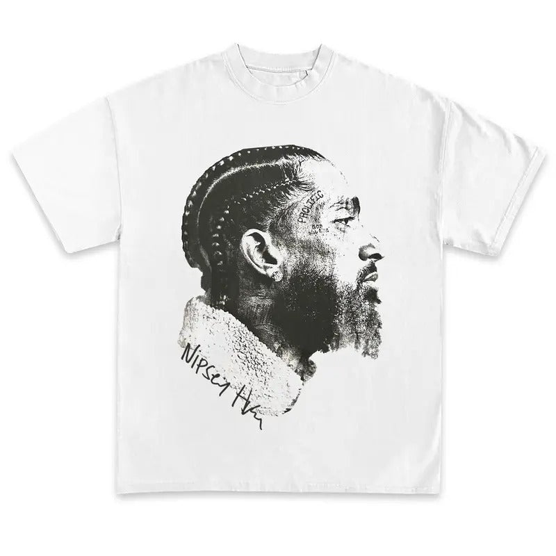 Nipsey T-Shirt Big Face Vintage Rapper Graphic Tee Rap Hip Hop Concert Merch Men Women Menswear Top Hoodie Sweatshirt