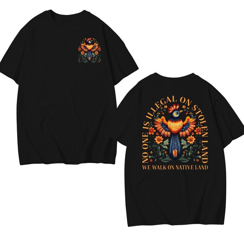 No Human Is Illegal on Stolen Land T-shirt, Human Rights Activism T-shirt, Anti Racist Protest T-shirt, Native Americans...