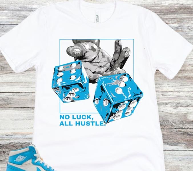 No Luck, All Hustle Reimagined Sneaker Match Shirt, Dark Powder Blue Sail Hoodie Sweatshirt | PrintMintTees.com