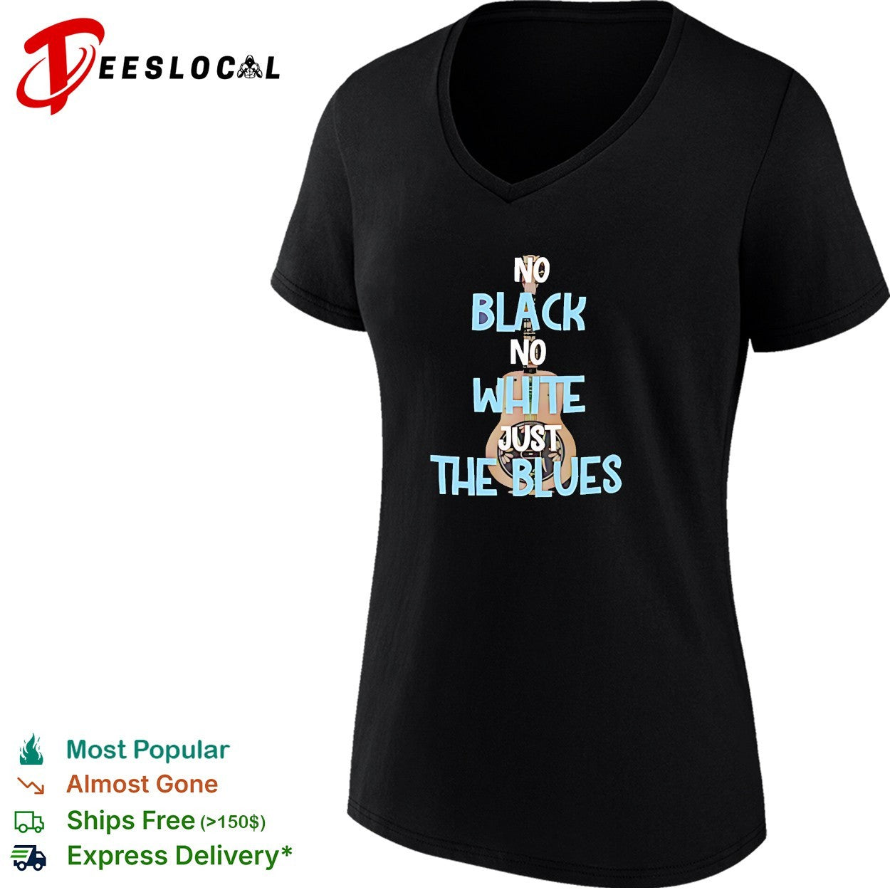 No black no white just the blues guitar shirt