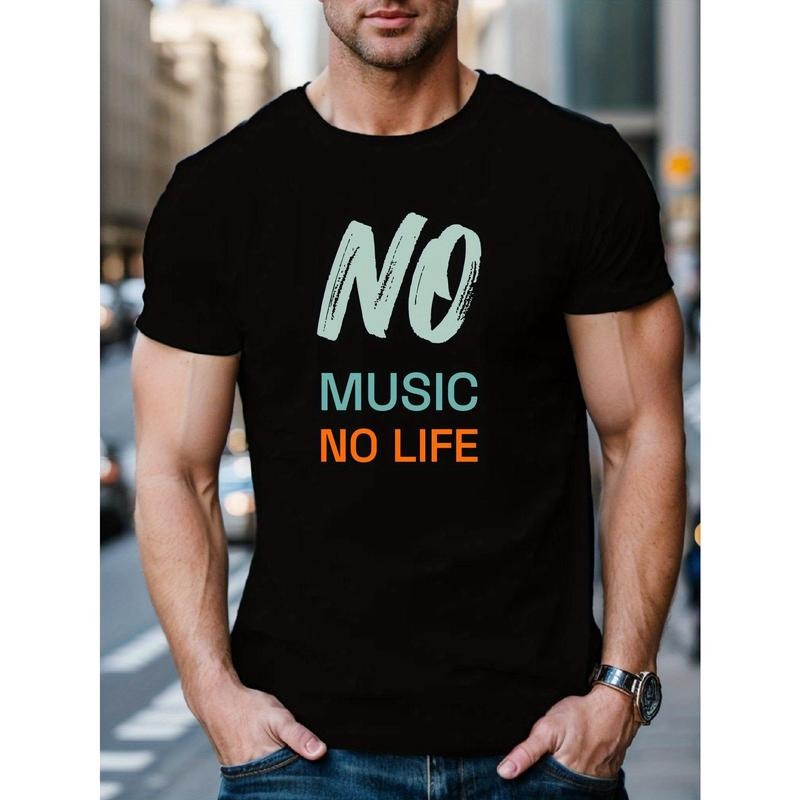 No music without life printed T-shirt, men's T-shirt, summer casual T-shirt Made in USA Hoodie Sweatshirt | PrintMintTees.com