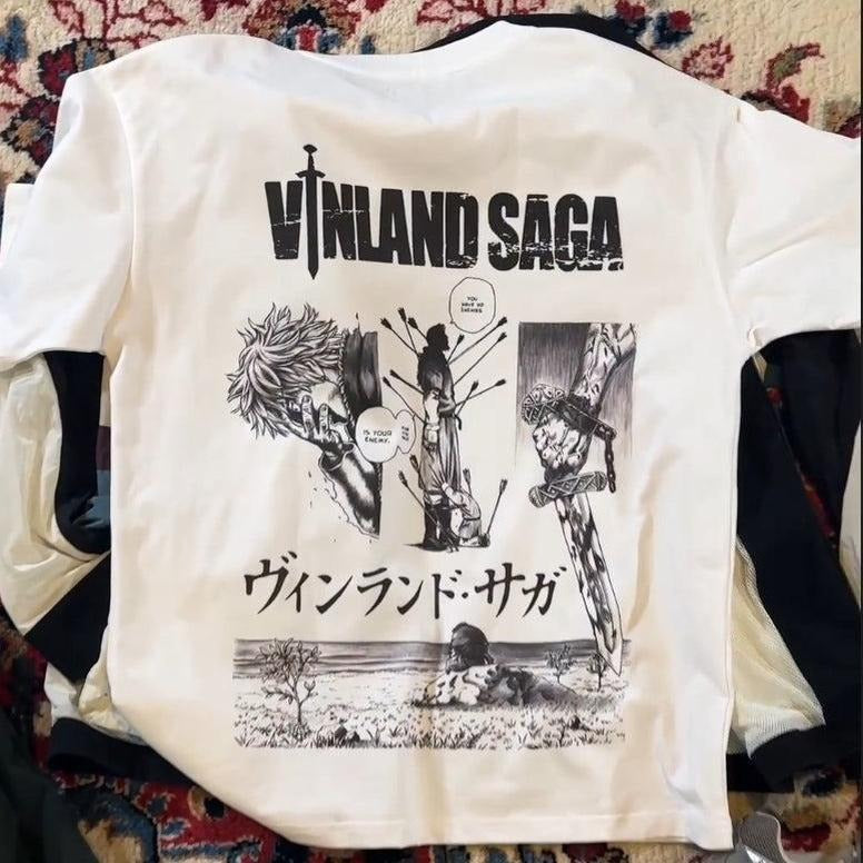 "No one is your enemy - VindLand Saga" T Shirt, Anime Shirt, Classic Cotton Menswear Hoodie Sweatshirt | PrintMintTees.com