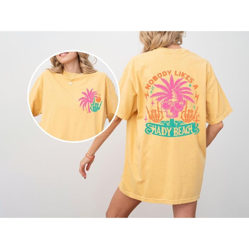 Nobody Likes A Shady Beach, Skeleton, Fun, Beach Wear, Hot Girl Summer, Palm Tree, Tshirt, Women's Comfort Color Tee,...