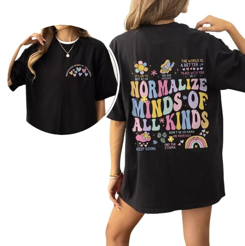 Normalize Minds Of All Kinds Shirt, Mental Health Matters Comfort Colors Shirt, Be Kind T-Shirt, Retro Autism Awareness,...