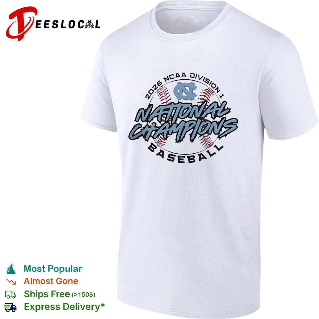 North Carolina 2026 NCAA division I national champions baseball logo shirt