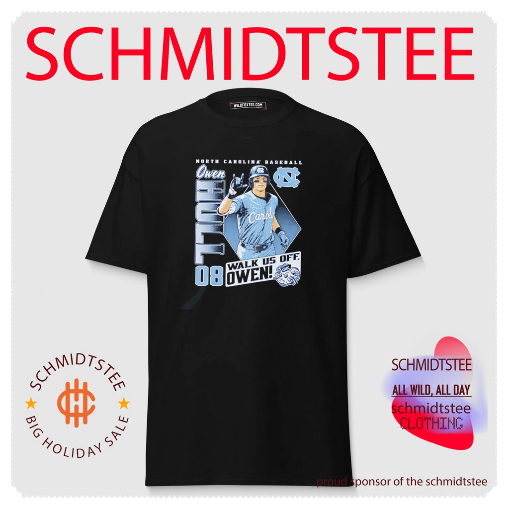 North Carolina Baseball Owen Hull walk us off posing shirt
