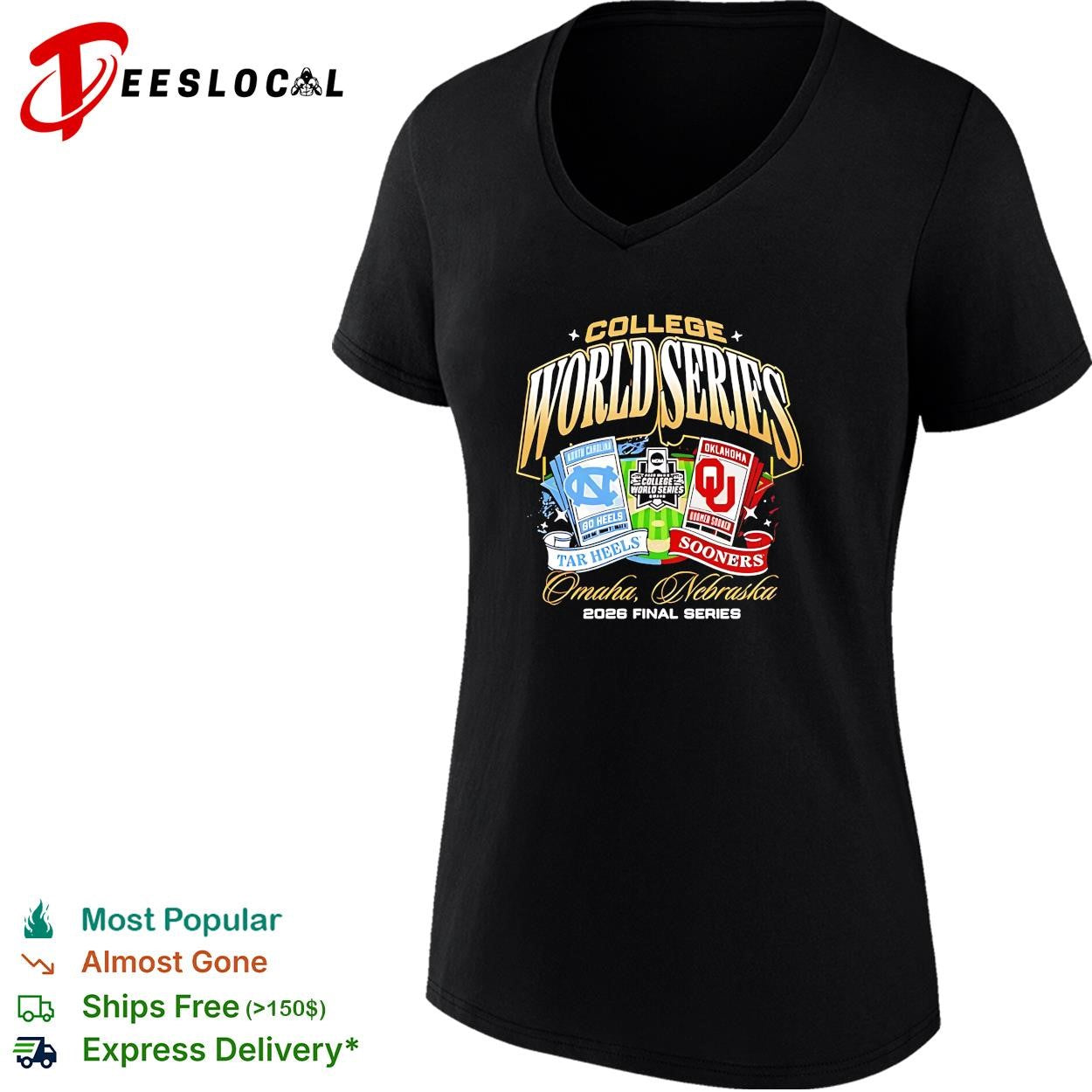 North Carolina Tar Heels vs Oklahoma Sooners 2026 College World Series Championship Matchup ticket shirt
